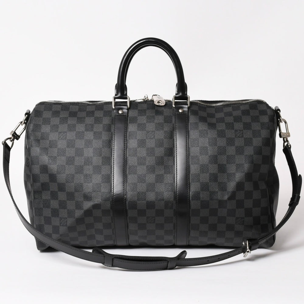 極美品 LOUIS VUITTON ルイヴィトン ボストン キーポルバンドリエール45 ダミエグラフィット N41418 ブラック シルバー金具 4a004192