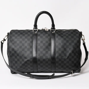 極美品 LOUIS VUITTON ルイヴィトン ボストン キーポルバンドリエール45 ダミエグラフィット N41418 ブラック シルバー金具 4a004192
