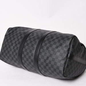 極美品 LOUIS VUITTON ルイヴィトン ボストン キーポルバンドリエール45 ダミエグラフィット N41418 ブラック シルバー金具 4a004192