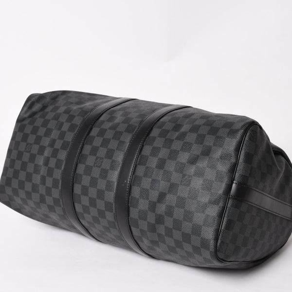 極美品 LOUIS VUITTON ルイヴィトン ボストン キーポルバンドリエール45 ダミエグラフィット N41418 ブラック シルバー金具 4a004192