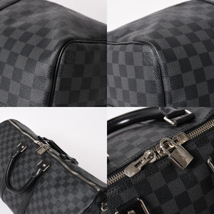 極美品 LOUIS VUITTON ルイヴィトン ボストン キーポルバンドリエール45 ダミエグラフィット N41418 ブラック シルバー金具 4a004192