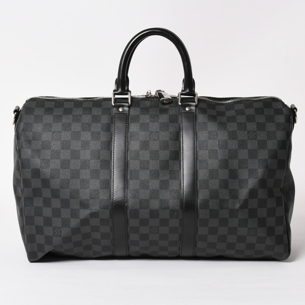 極美品 LOUIS VUITTON ルイヴィトン ボストン キーポルバンドリエール45 ダミエグラフィット N41418 ブラック シルバー金具 4a004192
