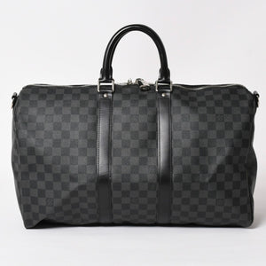 極美品 LOUIS VUITTON ルイヴィトン ボストン キーポルバンドリエール45 ダミエグラフィット N41418 ブラック シルバー金具 4a004192