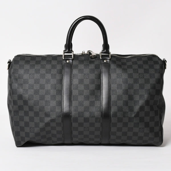 極美品 LOUIS VUITTON ルイヴィトン ボストン キーポルバンドリエール45 ダミエグラフィット N41418 ブラック シルバー金具 4a004192
