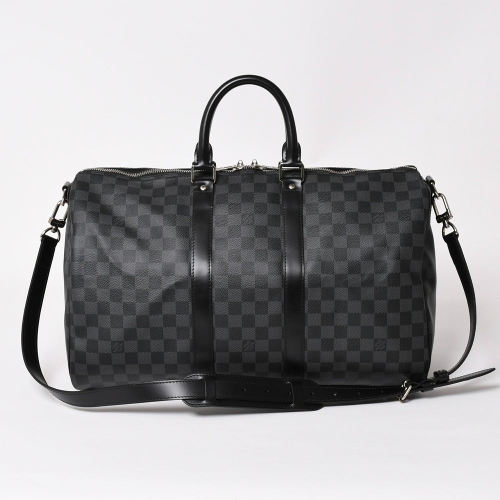 極美品 LOUIS VUITTON ルイヴィトン ボストン キーポルバンドリエール45 ダミエグラフィット N41418 ブラック シルバー金具 4a004194