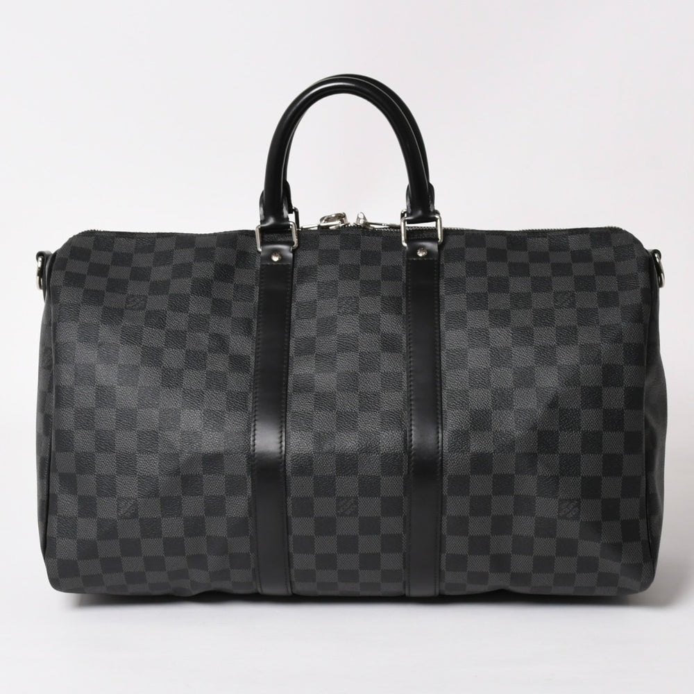 極美品 LOUIS VUITTON ルイヴィトン ボストン キーポルバンドリエール45 ダミエグラフィット N41418 ブラック シルバー金具 4a004192