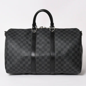 極美品 LOUIS VUITTON ルイヴィトン ボストン キーポルバンドリエール45 ダミエグラフィット N41418 ブラック シルバー金具 4a004192