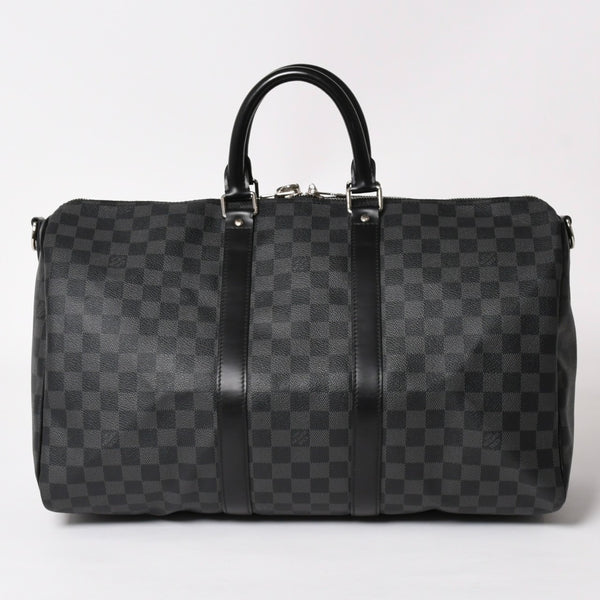 極美品 LOUIS VUITTON ルイヴィトン ボストン キーポルバンドリエール45 ダミエグラフィット N41418 ブラック シルバー金具 4a004192