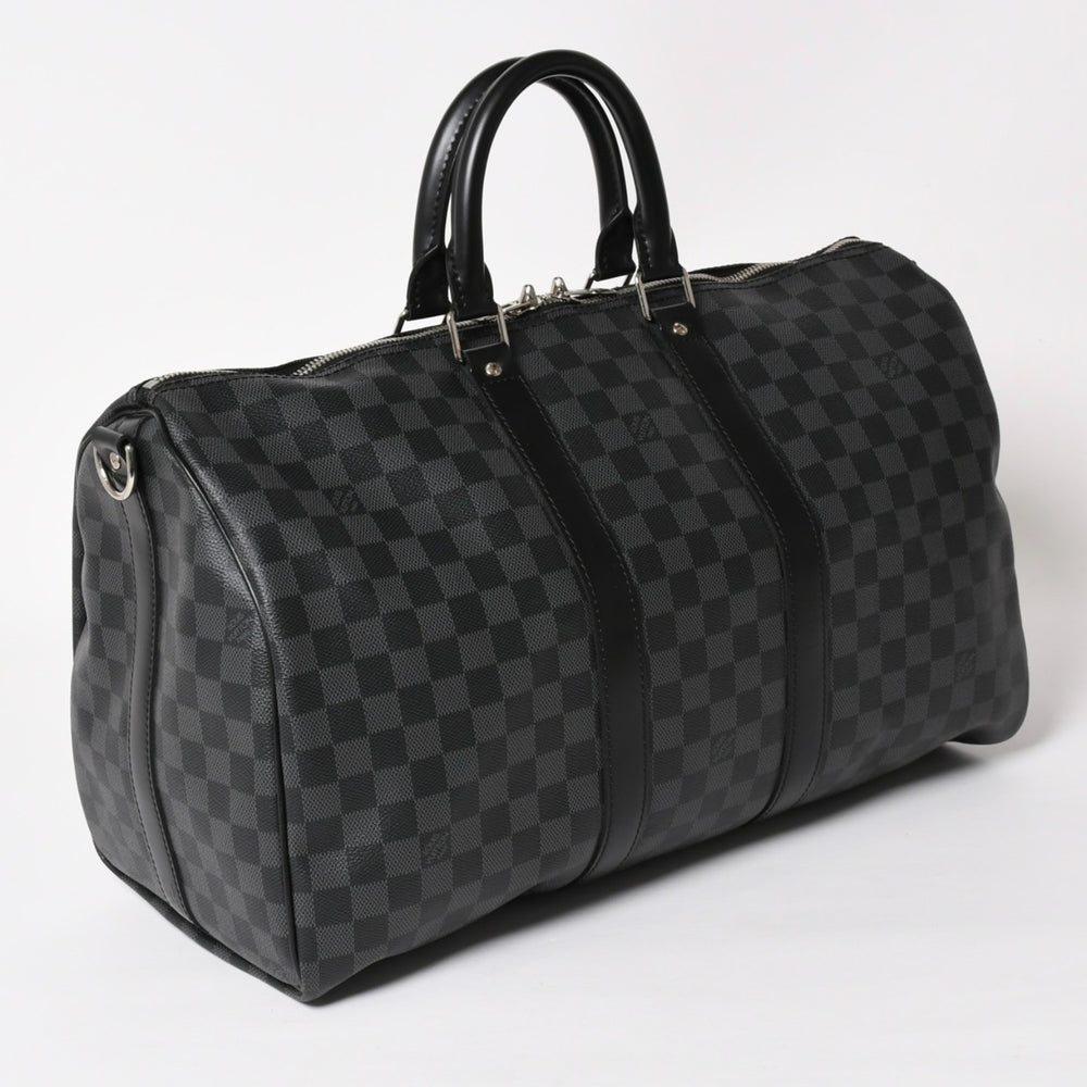 極美品 LOUIS VUITTON ルイヴィトン ボストン キーポルバンドリエール45 ダミエグラフィット N41418 ブラック シルバー金具 4a004194