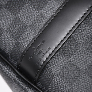 Very Good Condition LOUIS VUITTON Boston Keepall Bandouliere 45 Damier Graphite N41418 Black Silver Hardware 4a004194