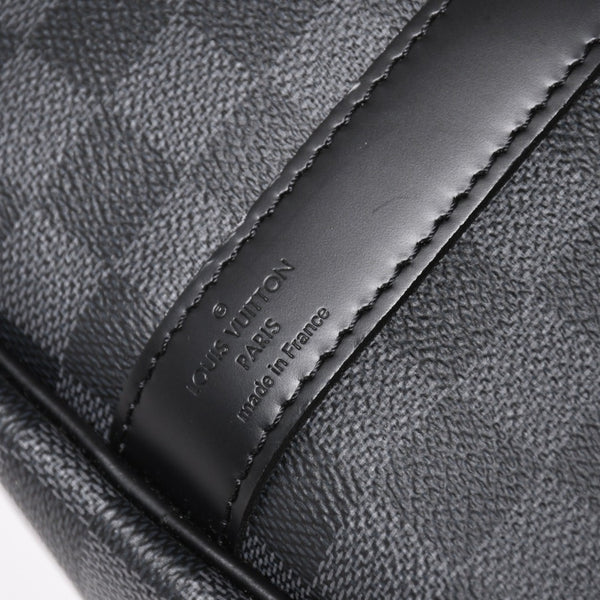 Very Good Condition LOUIS VUITTON Boston Keepall Bandouliere 45 Damier Graphite N41418 Black Silver Hardware 4a004194