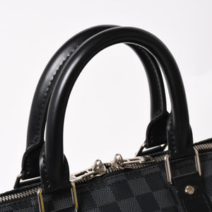 Very Good Condition LOUIS VUITTON Boston Keepall Bandouliere 45 Damier Graphite N41418 Black Silver Hardware 4a004194