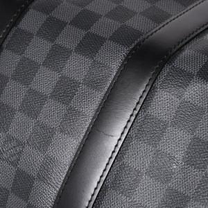 Very Good Condition LOUIS VUITTON Boston Keepall Bandouliere 45 Damier Graphite N41418 Black Silver Hardware 4a004194