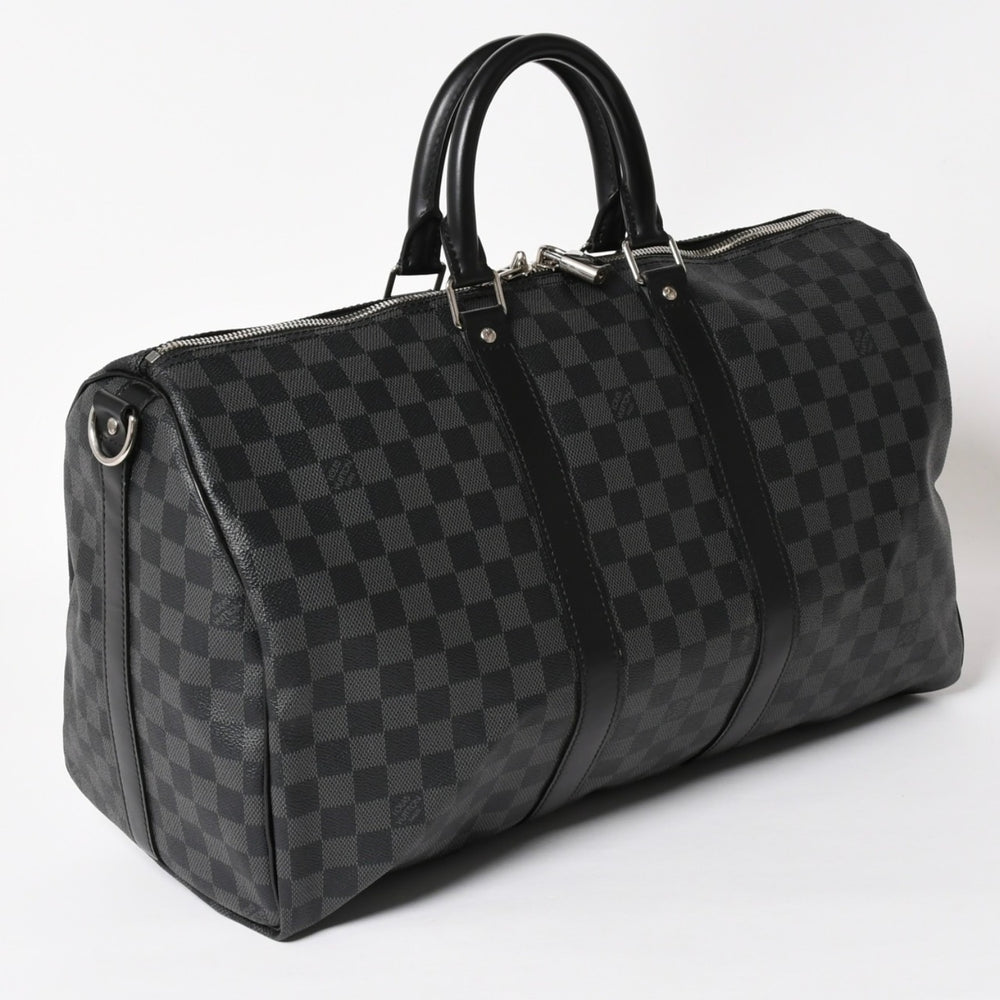 極美品 LOUIS VUITTON ルイヴィトン ボストン キーポルバンドリエール45 ダミエグラフィット N41418 ブラック シルバー金具 4a004192