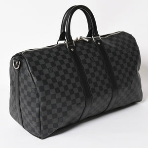 極美品 LOUIS VUITTON ルイヴィトン ボストン キーポルバンドリエール45 ダミエグラフィット N41418 ブラック シルバー金具 4a004192