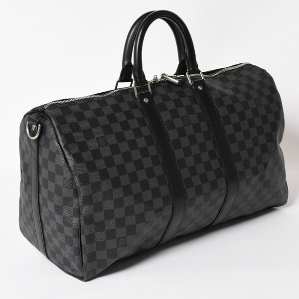 極美品 LOUIS VUITTON ルイヴィトン ボストン キーポルバンドリエール45 ダミエグラフィット N41418 ブラック シルバー金具 4a004192