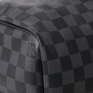 Very Good Condition LOUIS VUITTON Boston Keepall Bandouliere 45 Damier Graphite N41418 Black Silver Hardware 4a004194