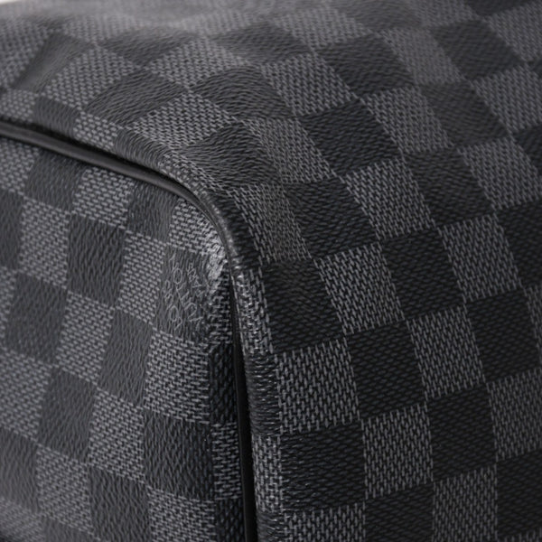 Very Good Condition LOUIS VUITTON Boston Keepall Bandouliere 45 Damier Graphite N41418 Black Silver Hardware 4a004194
