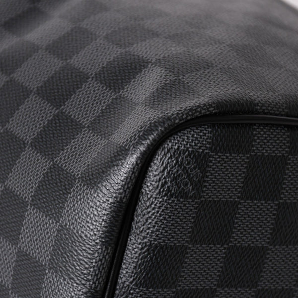 Very Good Condition LOUIS VUITTON Boston Keepall Bandouliere 45 Damier Graphite N41418 Black Silver Hardware 4a004194
