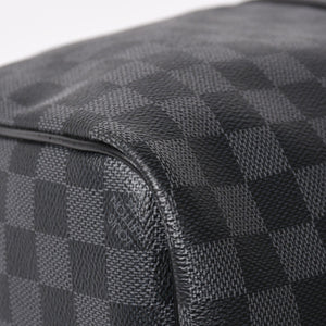 Very Good Condition LOUIS VUITTON Boston Keepall Bandouliere 45 Damier Graphite N41418 Black Silver Hardware 4a004194