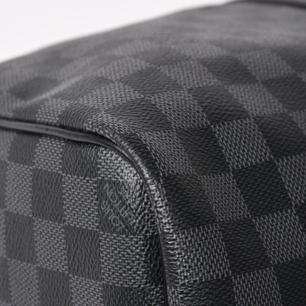 Very Good Condition LOUIS VUITTON Boston Keepall Bandouliere 45 Damier Graphite N41418 Black Silver Hardware 4a004194