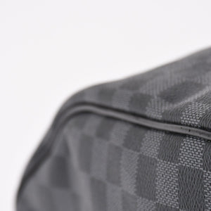 Very Good Condition LOUIS VUITTON Boston Keepall Bandouliere 45 Damier Graphite N41418 Black Silver Hardware 4a004194