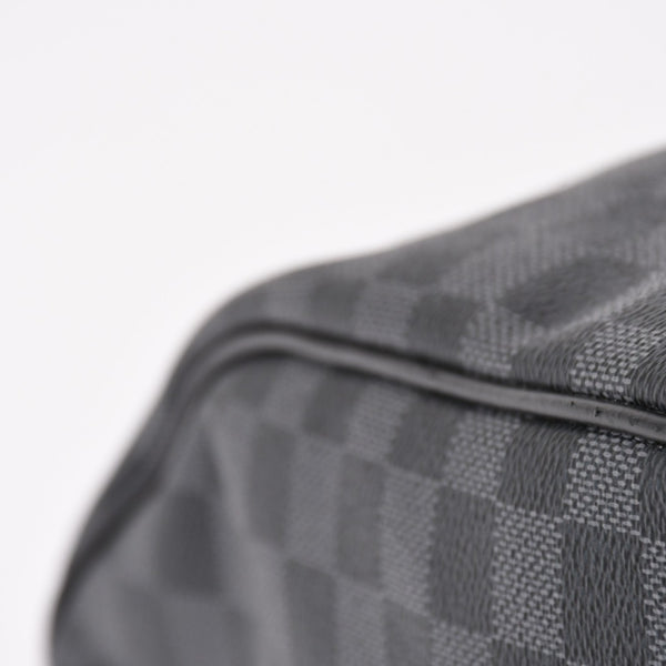 Very Good Condition LOUIS VUITTON Boston Keepall Bandouliere 45 Damier Graphite N41418 Black Silver Hardware 4a004194
