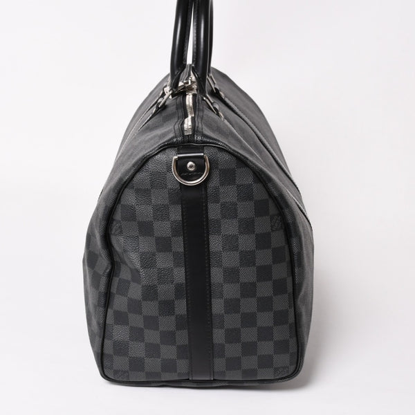 極美品 LOUIS VUITTON ルイヴィトン ボストン キーポルバンドリエール45 ダミエグラフィット N41418 ブラック シルバー金具 4a004192