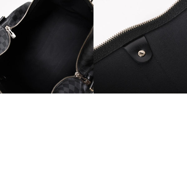 Very Good Condition LOUIS VUITTON Boston Keepall Bandouliere 45 Damier Graphite N41418 Black Silver Hardware 4a004194