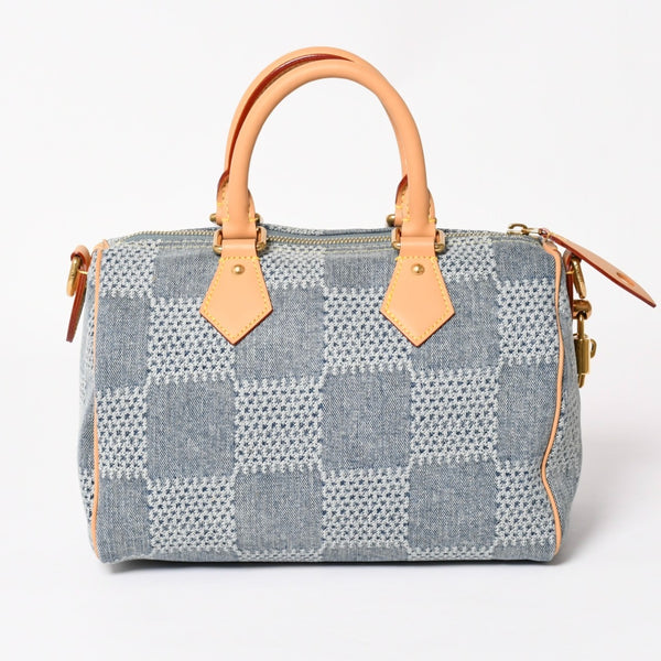 極美品 LOUIS VUITTON ルイヴィトン スピーディ バンドリエール 25 ダミエ デニム N40700 ゴールド金具 中古 4a004082