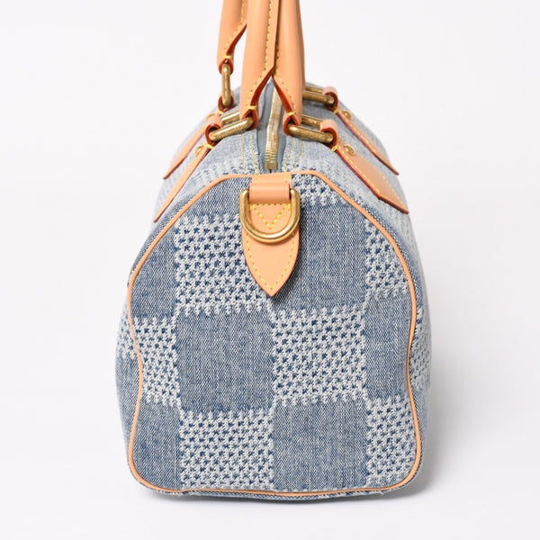 極美品 LOUIS VUITTON ルイヴィトン スピーディ バンドリエール 25 ダミエ デニム N40700 ゴールド金具 中古 4a004082