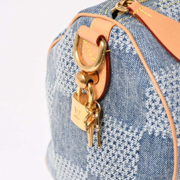 極美品 LOUIS VUITTON ルイヴィトン スピーディ バンドリエール 25 ダミエ デニム N40700 ゴールド金具 中古 4a004082