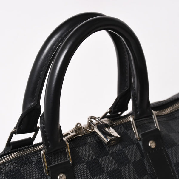 極美品 LOUIS VUITTON ルイヴィトン ボストン キーポルバンドリエール45 ダミエグラフィット N41418 ブラック シルバー金具 4a004192