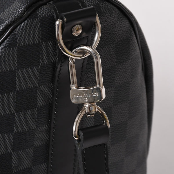 極美品 LOUIS VUITTON ルイヴィトン ボストン キーポルバンドリエール45 ダミエグラフィット N41418 ブラック シルバー金具 4a004192