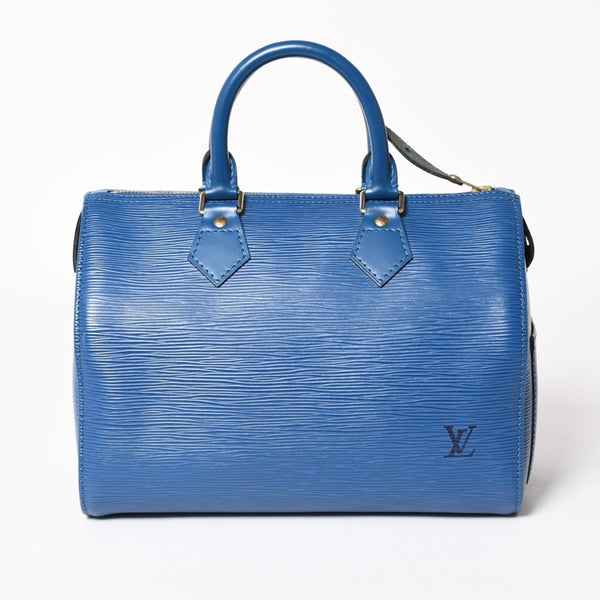 LOUIS VUITTON Speedy 25 Handbag M43015 Epi Leather Blue Gold Hardware Good Condition Used 4a004218