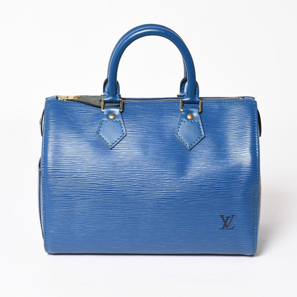 LOUIS VUITTON ルイヴィトン スピーディ25 ハンドバッグ M43015 エピ レザー ブルー ゴールド金具 美品 中古 4a004218