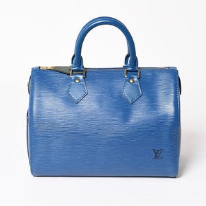 LOUIS VUITTON Speedy 25 Handbag M43015 Epi Leather Blue Gold Hardware Good Condition Used 4a004218