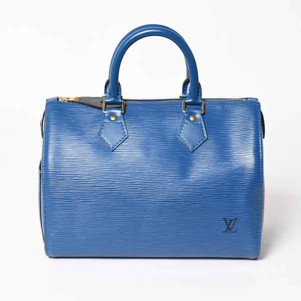 LOUIS VUITTON Speedy 25 Handbag M43015 Epi Leather Blue Gold Hardware Good Condition Used 4a004218