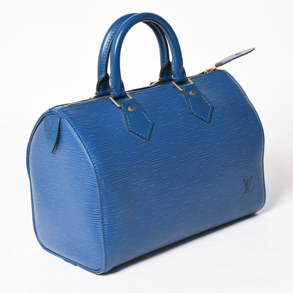 LOUIS VUITTON Speedy 25 Handbag M43015 Epi Leather Blue Gold Hardware Good Condition Used 4a004218