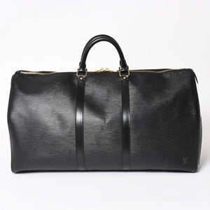 Very Good Condition LOUIS VUITTON Boston Bag Travel Bag M59052 Keepall 55 Black Epi Leather Gold Hardware Used 4a004196