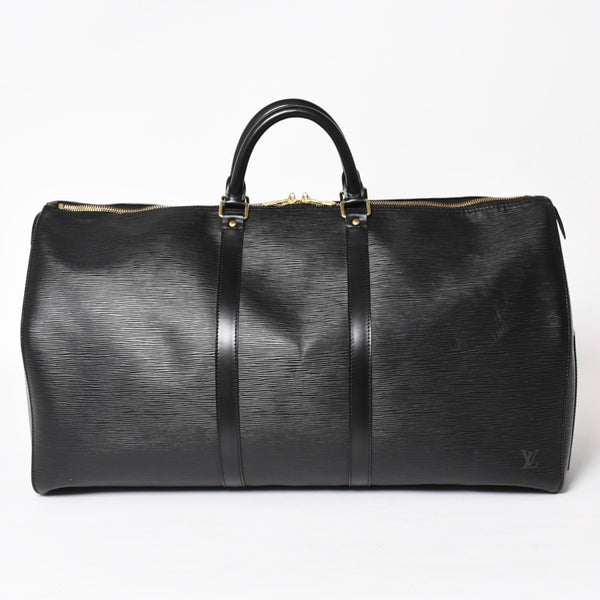 Very Good Condition LOUIS VUITTON Boston Bag Travel Bag M59052 Keepall 55 Black Epi Leather Gold Hardware Used 4a004196
