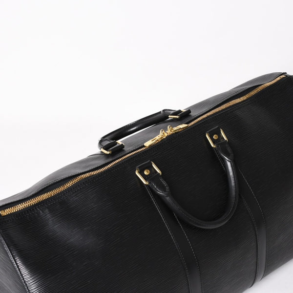 Very Good Condition LOUIS VUITTON Boston Bag Travel Bag M59052 Keepall 55 Black Epi Leather Gold Hardware Used 4a004196