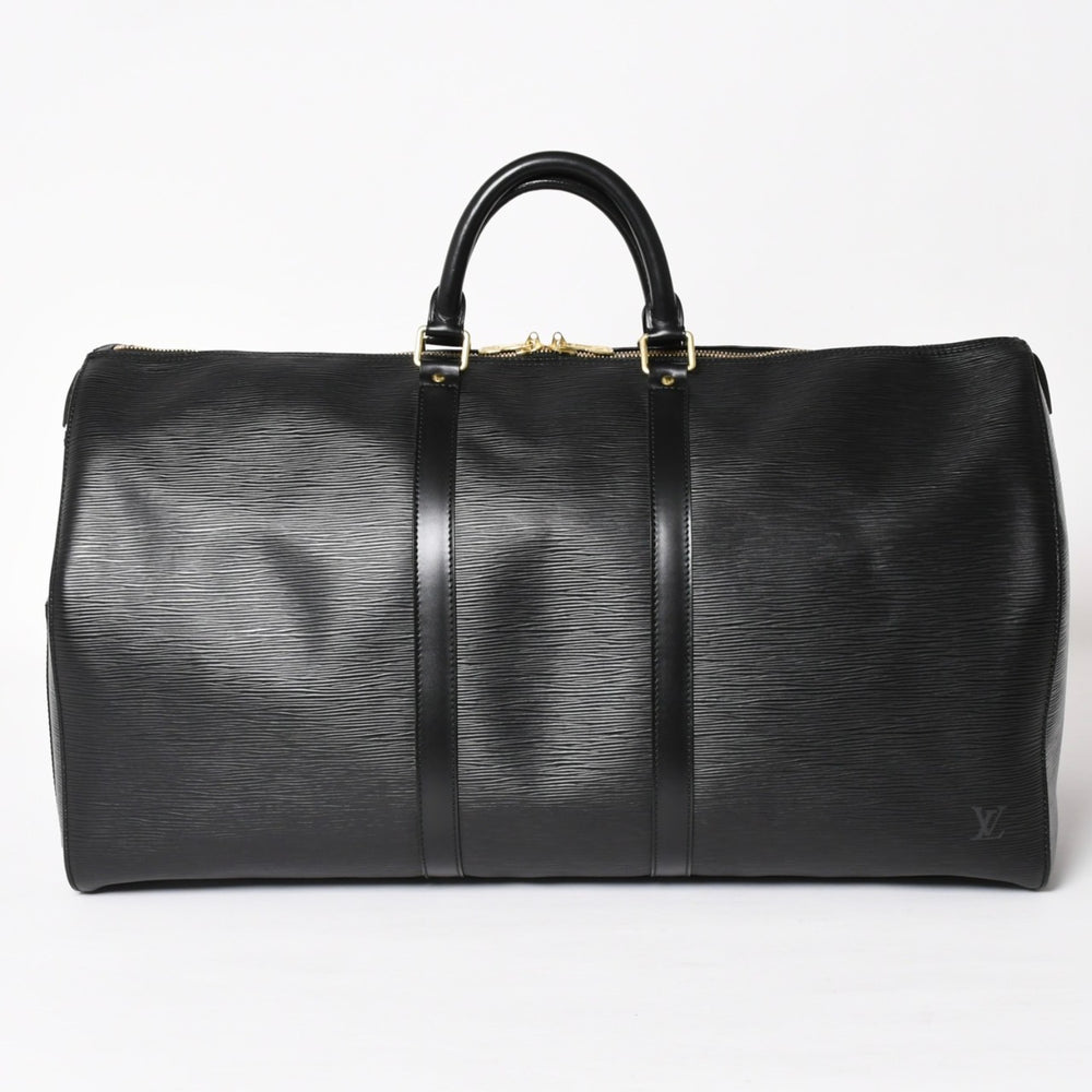 極美品 LOUIS VUITTON ルイヴィトン ボストンバッグ トラベルバッグ M59052 キーポル55 ブラック エピレザー ゴールド金具 中古 4a004196