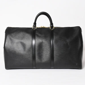 Very Good Condition LOUIS VUITTON Boston Bag Travel Bag M59052 Keepall 55 Black Epi Leather Gold Hardware Used 4a004196