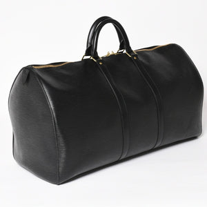 Very Good Condition LOUIS VUITTON Boston Bag Travel Bag M59052 Keepall 55 Black Epi Leather Gold Hardware Used 4a004196
