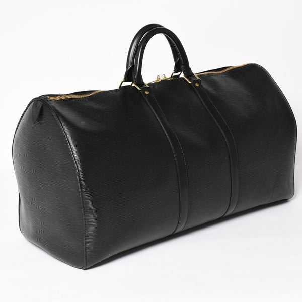 Very Good Condition LOUIS VUITTON Boston Bag Travel Bag M59052 Keepall 55 Black Epi Leather Gold Hardware Used 4a004196