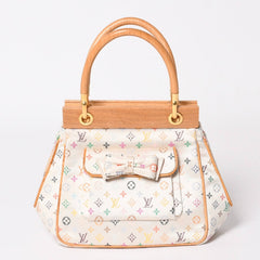 Like new LOUIS VUITTON Satin Abelia Handbag M92936 Monogram Multicolor Satin Wood Used 4a004163
