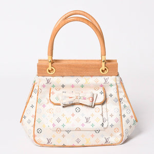 Like new LOUIS VUITTON Satin Abelia Handbag M92936 Monogram Multicolor Satin Wood Used 4a004163