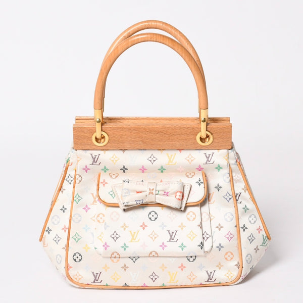 Like new LOUIS VUITTON Satin Abelia Handbag M92936 Monogram Multicolor Satin Wood Used 4a004163
