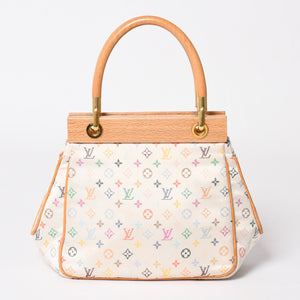 Like new LOUIS VUITTON Satin Abelia Handbag M92936 Monogram Multicolor Satin Wood Used 4a004163
